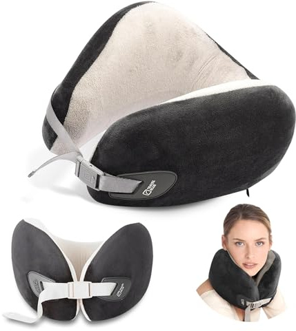 Travel Blue Ergonomisches Infinity Nackenkissen Flugzeug, Premium Memory Foam Kissen mit 360° Unterstützung, Reisekissen Flugzeug für ungestörten Schlaf, Luxuriöses & hypoallergenes Material (Grey)