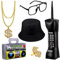 Hsthe Sea Hip Hop Kostüm Kit enthält Golden Baseball Cap Aufblasbare Boombox Faux Gold Kette 80er Jahre 90er Jahr Rapper Zubehör, Cool Rapper Outfits Kostümzubehör