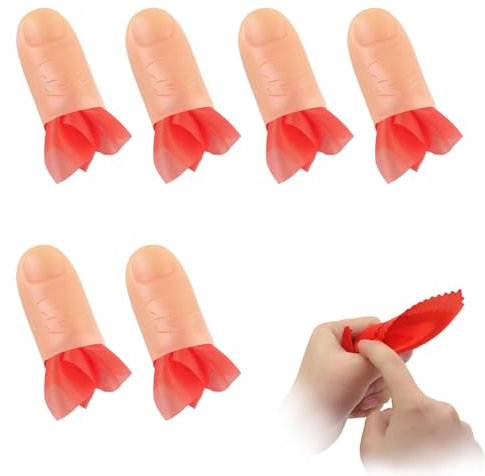 6 Stück Zauberfinger Finger, Magische Daumentricks mit Stoff, Magie Daumenspitze, Zauberdaumen Trick, Magische Daumen Trick-Finger, Zaubertrick Zubehör Requisiten Training Tuch für Zauberartikel Party