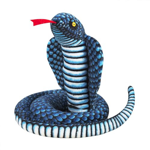 FakeFace Realistische Plüschschlange Kobra Plüschtier Kuscheltier – 110CM lang, detailgetreu, flexibel und schrecklich echt aussehend, geeignet für Wohnzimmer, Halloween und Themendekorationen