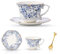 TATSUMI Country Roses - Set di 3 tazze da tè e piattino, in porcellana Bone China, set da tè vintage inglese per donne e tea party