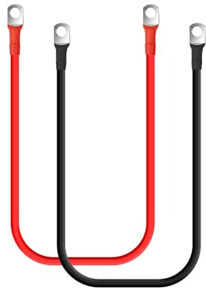 DCHOUSE 2 cables de batería M8 de 30 cm, cable de batería de 12 V, cable de batería de 35 mm², cobre, puente de cable de alimentación, cable positivo con 2 ojales, para batería solar de coche, toma de