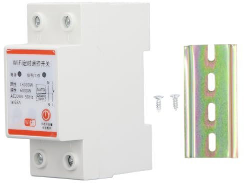 Fyearfly Zeitschaltuhr Hutschiene Wifi, Smart Schalter für TU-YA 2P Fernsteuerung Zeitschalter Stromkreisunterbrecher für Gerät Pumpe Straße Licht AC220V 63A
