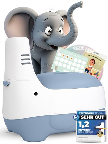 KIDVERSE® Töpfchen für Kinder - Komfortable Kindertoilette mit Deckel - Hautfreundliches Kinder Töpfchen mit Spritzschutz - Praktisches Töpfchen Baby Set mit Erfolgsbuch - Toilette Kinder Blau