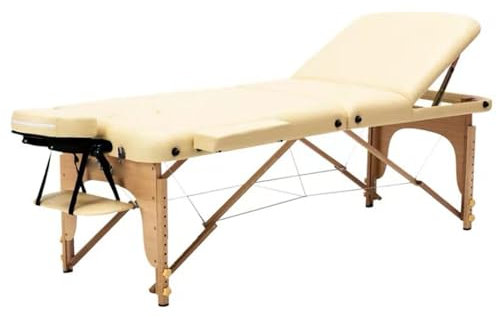 CAFIEDR Massageliegen, tragbar, verstellbar und faltbar, 3-Fach klappbar, für Salon, Gesichtsbehandlung, mit Tragetasche (Beige)
