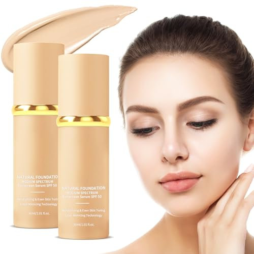 Farbwechselnde Foundation 4 in 1, 2 Stück Color Changing Foundation, Foundation Color Changing mit Lichtschutzfaktor 50+, Feuchtigkeitsspendender Concealer, für Fitnessstudio Sport, 30 ml