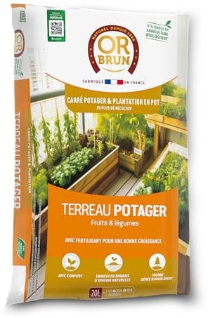 Terreau Potager Or Brun 20 litres : Doublez vos récoltes en carré potager