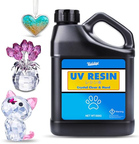 UV Harz 500g - Klar UV Harz Harte Solar Schnellhärtende UV Kleber für DIY Schmuckherstellung, Handwerk - Geruchsarmerz Blasenfreies UV Epoxidharz für Harz Formen, Schmuck, Anhänger, Gießen, Malen