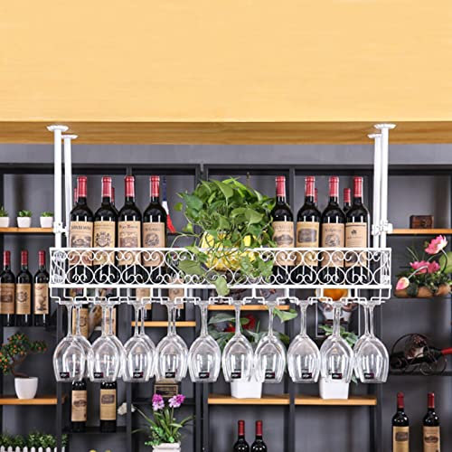 QWBDNMQP Weinregal, Bar, Restaurant, Weinglasregal, Deckenregal für Stielgläser, Edelstahlrahmen für Restaurants, Küchen, Theken, dekorativer Ständer (Größe: 50 x 25 x 30 cm)