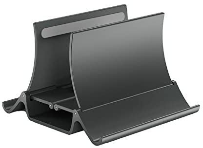 Pongnas Supporto Verticale per Laptop, Supporto Antiscivolo per Tablet e Telefono da Scrivania, Supporto per Notebook Salvaspazio per Organizer da Scrivania per L'home Office (BLACK)