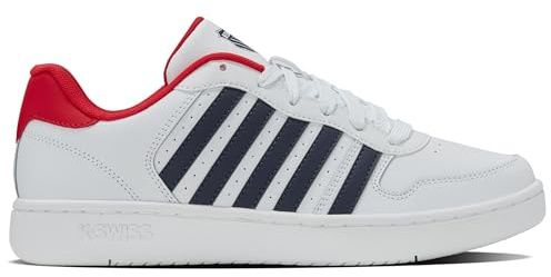 K-Swiss Court Palisades Herren Turnschuh, White Red Peacoat, 47 EU