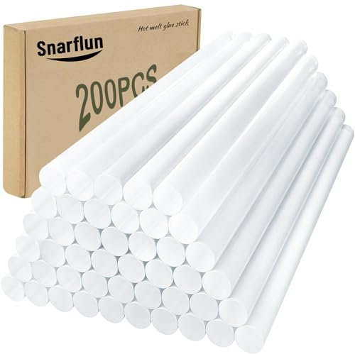 Snarflun 200 Bastoncini di Colla a Caldo Ø7 mm x 100 mm, Ricariche Trasparenti per Pistola Colla, Asciugatura Rapida, Per Fai da Te e Lavori Manuali