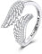 Engelsflügel Ring 925 Sterling Silber Federflügel Verstellbare Ringe Engelsschmuck Geschenke für Frauen Mutter-Silber