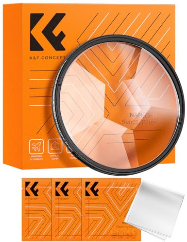 K&F Concept 82mm Filtre à Effet de 6 Prismes Centrals Spécial et 3 Chiffon de Nettoyage pour Objectif Appareil Photo