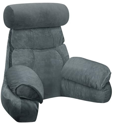 SOOYUZXXED Lesekissen für Bett und Sofa,Rückenkissen für Bett,Lesekissen mit Rückenlehne für Erwachsene ,Bequem zum Sitzen, Lesen & Fernsehen in Boden oder Sofa(Matt Grau,65 * 23cm)