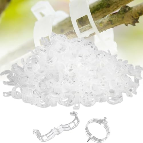 ComedyKing Clips Support pour Attacher Les Plantes de Jardin, Plant Support Clips, Clip en Plastique sécurisé pour Plantes, Attache Tomate pour Les légumes Tomate Vigne tiges (300, Blanc)