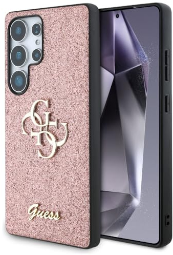 Hülle Kompatibel mit Galaxy S25 Ultra Guess Lizenz 4G Big Metal Logo Glitter Cover Pink
