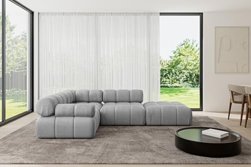 ALTDECOR Modulares Sofa Ecksofa in L-Form Corner modular Sofa Eckcouch Couch Wohnlandschaft Cauchsofa Polstersofa Felto-L1-285x190x70 cm Hellgrau