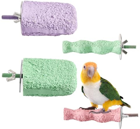 4 Stück Vogel Sitzstangen, Schleifharz, Vogelstange für Papageien, Kaustäbe zum Schleifen von Vogelzähnen, Vogelkäfig Sitzstangen für Lorikeet, Kakatoo, Nymphensittiche, Kakadus, Wellensitti und Conur