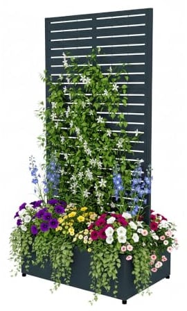 WESTMANN Dekora 6 Pflanzkasten mit Rankgitter, 90x60x180 cm, Anthrazit | Das mittig platzierte Rankgitter ist beidseitig bepflanzbar und eignet sich ideal als Raumtrenner im eigenen Garten.