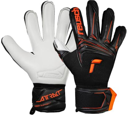 Reusch Torwarthandschuhe Kinder| Fingerschutz |starker Grip & atmungsaktiv | Performance, für Training & Spiel, geeignet für Kunstrasen & Naturrasen, Größe 4-8, Attrakt Advance Finger Support Junior