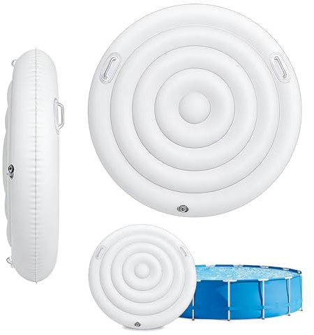 SKIKHN Couverture de Spa Gonflable, 140cm Couvercle Gonflable Rond, Couvercle Spa, Couverture de Bain Gonflable avec Poignées, pour Spa, pour Extérieur Jardin (Blanc)