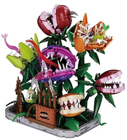 Monster Plant & Venus Flytrap Building Blocks Set, Carnivorous Plant Magic Book Collection Construction Building Kit, 1000+ PCS Creative Bricks Horror Botanical Model for Adults & Fans (B)