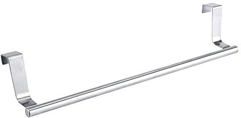 Yosoo Appendiabiti da cucina, 36 x 5,5 x 2,5 cm Cassetto porta asciugamani in argento per armadietti Portaoggetti sopra la porta per hotel, cucina, bagno
