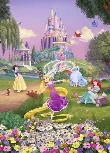 Komar Disney Fototapete PRINCESS SUNSET | 184 x 254 cm | Tapete, Wand Dekoration, Prinzessinnen, Kinderzimmer, Mädchenzimmer, Schloss | 4-4026