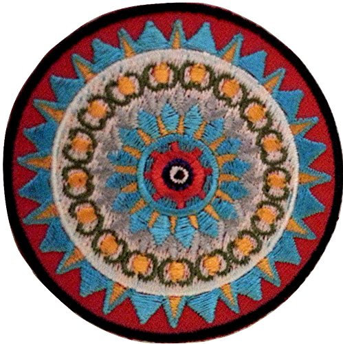 Mantra Aufnäher Iron on Patches für Jacken Jeans Kleidung Aufbügler Applikation Stickerei Mantra Ying Yang 6,5 cm