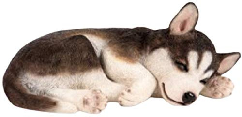 Sleeping Husky Garden Ornament Dog Puppy Statue Outdoor Indoor Frost Proof