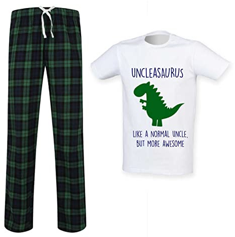 60 Second Makeover Limited Mens Uncle Dinosaur Tartan Trouser Pyjama Set Family Matching Twinning Family