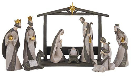 The Nativity Store - Holy Family Silent Night Nativity Set - Manger Scene - Christmas Decorations - Indoor Holiday Decor (10 PC Set)