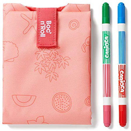 Roll'eat ®- Boc'n'Roll Paint | Wiederverwendbarer und Ökologischer Sandwichhalter ohne BPA, mit Waschbaren Filzstiften, Flamingo