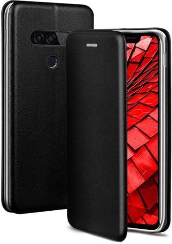 ONEFLOW Business Case für LG G8s ThinQ Handyhülle klappbar mit Standfunktion, Klapphülle Flipcase Cover Dünn, PU Leder Hülle mit Kartenfach, 360 Grad Schutzhülle, Schwarz