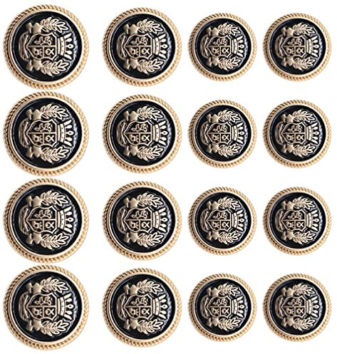 16 Pièces Vintage Style Métal Boutons Boutons en métal Jeans de Style Britannique pour Manteau Blazer Costumes Uniforme Veste À Coudre Artisanat（Random Color）