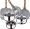 Bateria de cocina SAN IGNACIO Cassel, acero inoxidable, con juego sartenes (18/22 cm) y grill 28x28 cm SAN IGNACIO Daimiel en aluminio forjado