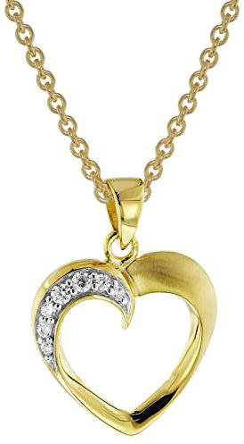 trendor Herz mit Zirkonia Gold 585 Anhänger mit goldplattierter Kette 51838-42 42 cm