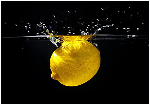 Wallario Vliestapete Fototapete Zitrone im Wasser - Frisches Obst für die Küche - Wandtapete Größe: 200 x 140 cm