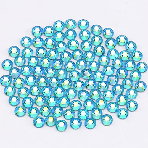 Rhinestones Novani Rhinestones for Crafts Glass Crystals Flatback Nail Gems for Nails Art Makeup Face Clothes Shoes Decoration DIY(SS8,1440pcs,Aquamarine AB)