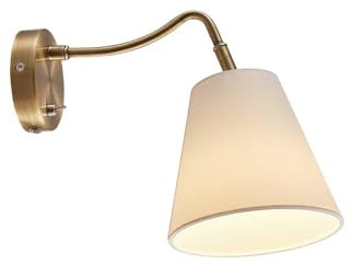 Lindby Wandleuchte, Wandlampe Innen Ethan (Retro Vintage Antik) in Gold/Messing (1 flammig E14) - Textil Wandleuchten Wandstrahler Wandbeleuchtung Schlafzimmer Wohnzimmer Wohnzimmerleuchte