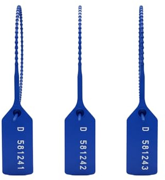 Made in UK Numbered Pull Security Seal - Anti-Tamper Zip Ties, Tags for Plastic Security (Dark Blue, 500)