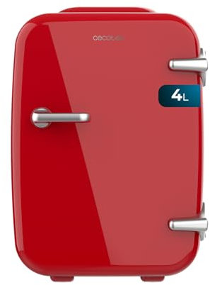 Cecotec Mini Nevera Bolero MiniCooling 4L Habana Red, Funcionamiento 12V-220V, Compatible coche y caravanas, Función enfriamiento y calentamiento, Rango temperatura 5-65º, Transporte fácil