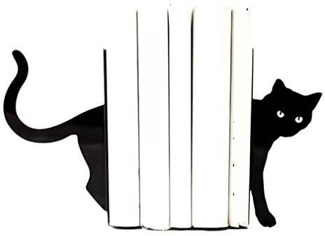 Buchstütze Buchstützen Dekorative Katzen-Buchstützen Aus Metall, Buchhalter, Rutschfestes Bücherregal, Eisenkunst, Schwarzer Ständer, Unterstützung Für Zeitschriften, CD-Organizer Buchhalter Bücherhal