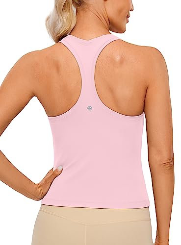 CRZ YOGA Butterluxe Damen Gym Ärmelloses Shirt Sommer Yoga Tank Top Racerback Lang Sport Tops Fitness Blickdichte Oberteile Rosa Pfingstrose 40