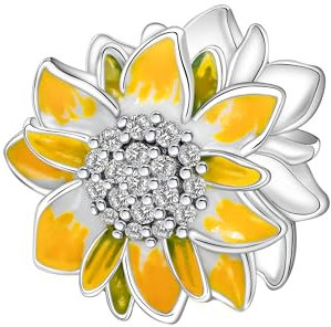 Alstiva Gänseblümchen Charm Anhänger - 925 Sterling Silber mit Zirkonia - Schmuck Geschenk für Damen