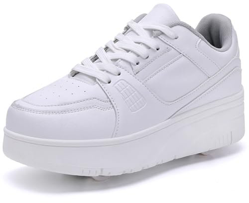 Kmrlofiy Schuhe mit Rollen für Jungen Mädchen Skateboardschuhe für Jungen Sportschuhe Outdoorschuhe Rollschuhe Kinder 2-in-1-Multifunktionsrollschuhe Sneakers (KBD-P14, 33EU)
