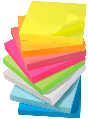 BOUMVID 800 Stück Sticky Notes, post it 76x76, Sticky Notes Haftnotizzettel, Selbstklebende Notizzettel, Notizzettel Bunt Haftnotizen zum Markieren und Hervorheben von Seiten