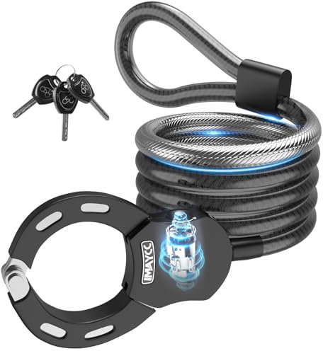 IMAYCC E Scooter Schloss Mit Schlüssel, 100CM Schloss für E Scooter, Handschellenschloss, 14MM Dickes Kabelschloss Hohe Sicherheit, E Roller Schloss, Ideal für Scooter Roller, Fahrrad, Kinderwagen