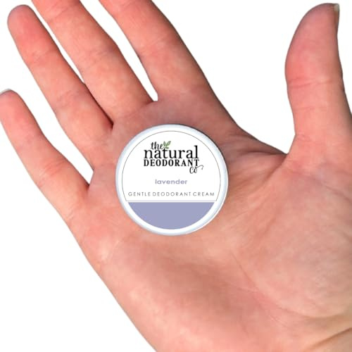 The Natural Deodorant Co. Mini/stickprovsstorlek 10 g, lavendel mild deodorantkräm, håller 10 dagar, skydd hela dagen